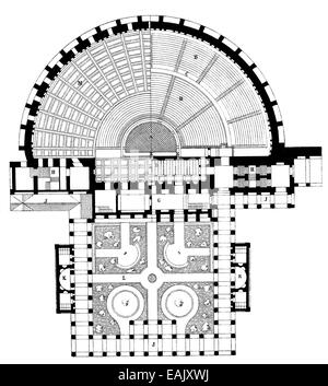 Plan des Odeon des Herodes Atticus, einem antiken Theater in Athen, Griechenland, Europa, der Grundriss Vom Odeion des Herodes Atticu