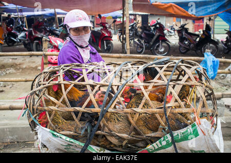 Der Stadtmarkt in Lao Cai in der Nähe von Sapa, Vietnam, Asien Stockfoto