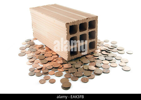 Ziegel, die Verlegung auf Euro-Münzen Stockfoto