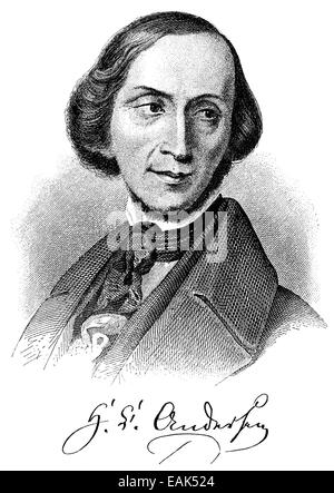Hans Christian Andersen, 1805-1875, dänischer Dichter und Schriftsteller, Porträt von Hans Christian Andersen, 1805-1875, Ein Dänischer Stockfoto