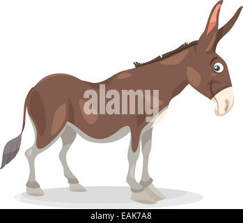 Cartoon-Illustration der lustige Esel Nutztier Stockfoto