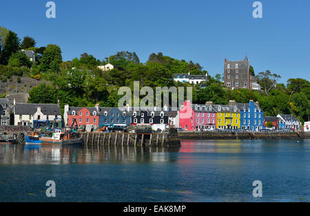 Bunte Häuser am Hafen, Tobermory, Isle of Mull, Schottland, Vereinigtes Königreich Stockfoto