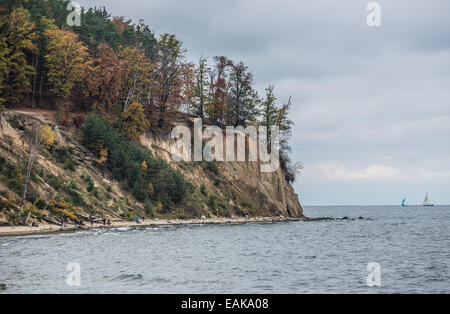 Klippe-wie Küste (Kepa Redlowska) über Ostsee am Rande des Redlowo und Orlowo Bezirke in Gdynia, Polen Stockfoto