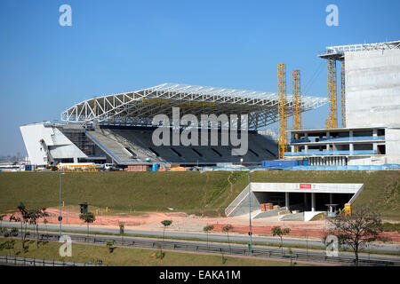 Baustelle der Arena Corinthians Stadion, Austragungsort der 2014 Fußball-WM, Itaquera, São Paulo, São Paulo Stockfoto