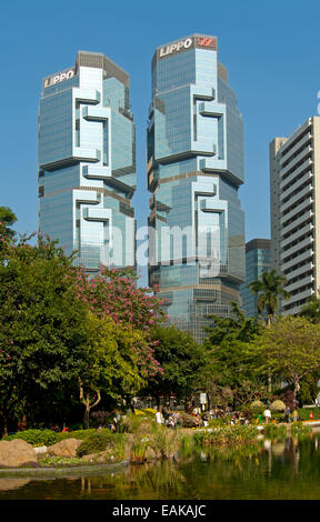 Lippo Centre Twin Towers und Hong Kong Park, Hong Kong, Hong Kong, China, Volksrepublik China Stockfoto