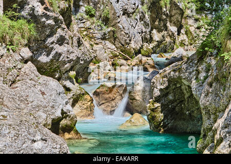 Tolmin-Schlucht, Smaragd Route, Nationalpark Triglav, Region Primorska, Slowenien, Tolmin, Goriška, Slowenien Stockfoto