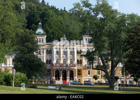 Luxus Hotel Nové Lázně, neuen Spa, Neo-Renaissance-Gebäude, Mariánské Lázně, Karlovy Vary Region, Böhmen, Tschechien Stockfoto