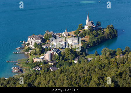 Blick vom Pyramidenkogel Mountain, Lake Woerth, Maria Woerth, Keutschach am See, Kärnten, Österreich Stockfoto