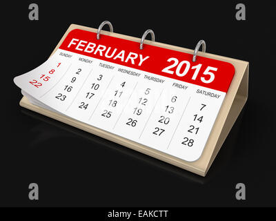 Kalender - Februar 2015 (Clipping-Pfad enthalten) Stockfoto