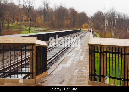 Kinzua Bridge Skywalk im Kinzua Bridge State Park, Pennsylvania im Regen Stockfoto