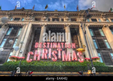 Selfridges-Kaufhaus-Weihnachtsschmuck Stockfoto