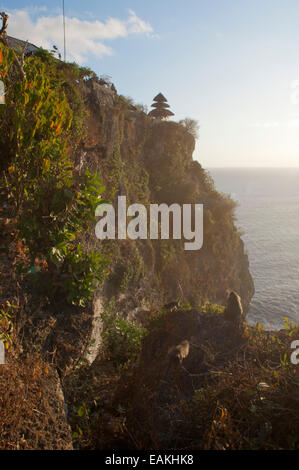 Neben der Ulu Watu Tempel Pura Luhur Klippen. Bali. Uluwatu Tempel ist ein Hindu-Tempel am Kliff Ufer im südlichen Teil von Bal Stockfoto