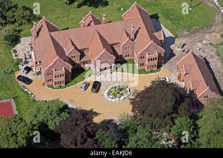 eine Luftaufnahme von einem berühmten Fußballspieler Haus im Nordwesten von England, eine moderne Villa im Vereinigten Königreich Stockfoto