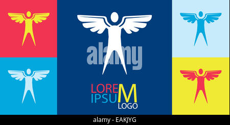 Vektor-Logo-Vorlage - Mann mit Flügeln Stockfoto