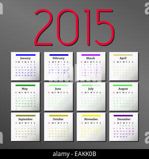 Einfache Kalender 2015. Kalenderdesign. Stockfoto
