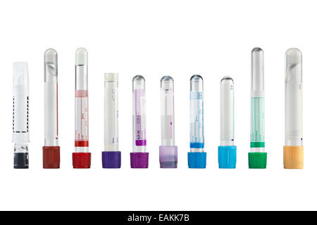 Vakuum-Röhren für das Sammeln von Blutproben im Labor Stockfoto