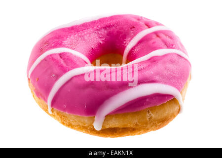 leckere leckere Donuts, die über einen weißen Hintergrund isoliert Stockfoto