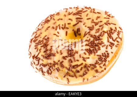 leckere leckere Donuts, die über einen weißen Hintergrund isoliert Stockfoto