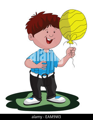 Vektor-Illustration ein fröhlicher Junge Ballon halten. Stockfoto