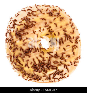 leckere leckere Donuts, die über einen weißen Hintergrund isoliert Stockfoto