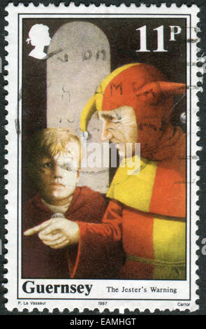 Vereinigtes Königreich - CIRCA 1987: Briefmarke gedruckt in UK (Guernsey) zeigt William den Eroberer, König von England, ca. 1987 Stockfoto