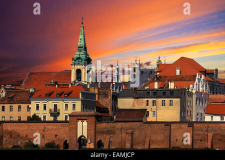 Sonnenuntergang über der Altstadt von Torun, Polen. Stockfoto