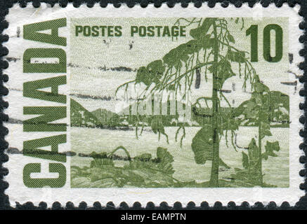 Kanada - CIRCA 1967: Briefmarke gedruckt in Kanada, zeigt Gemälde "The Jack Pine" von Tom Thomson, circa 1967 Stockfoto