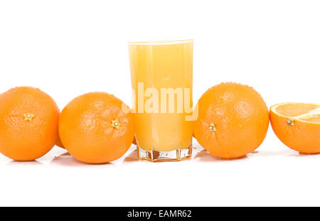 isolierte gelb-Orange und Saft auf weiß Stockfoto