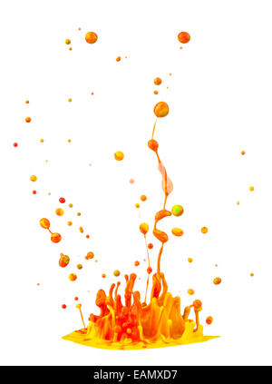 Farbige Spritzer isoliert auf weißem Hintergrund Stockfoto