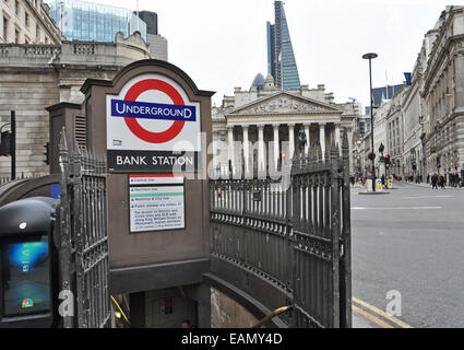 BANK UNDERGROUND STATION LONDON CITY UK Stockfoto