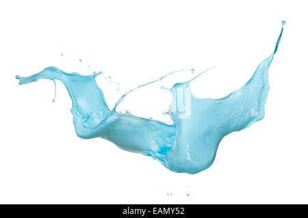 Blaue Farbe Splash, isoliert auf weißem Hintergrund Stockfoto