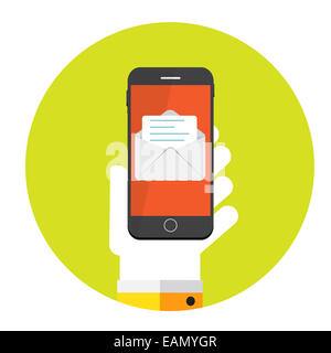 Flaches Design Konzept E-Mail senden Symbol Vektor-Illustration Stockfoto