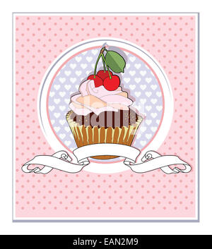 Muffin mit Kirsche Stockfoto