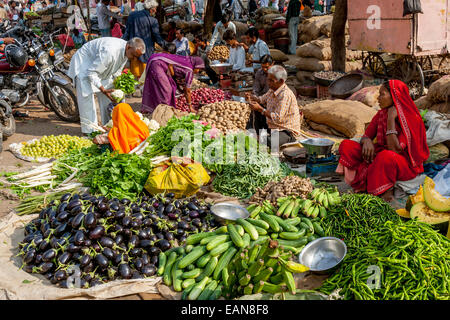 Gemüsemarkt, Jaipur, Rajasthan, Indien Stockfoto