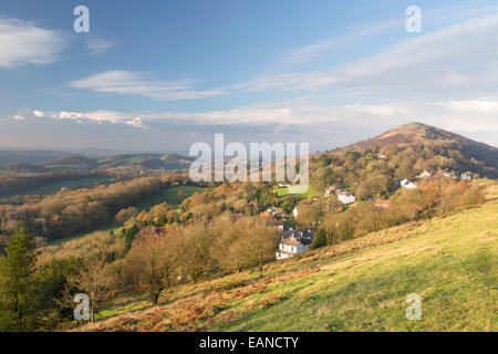 Herbst in den Malvern Hills, Blick nach Norden in Richtung der Worcestershire Beacon Worcestershire, England, UK Stockfoto