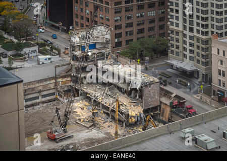 Abriss des Gebäudes, Chicago USA Stockfoto