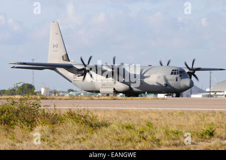 Royal Canadian Air Force CC-130 Super Hercules Rollen in Natal Air Force Base in Brasilien während der Übung Cruzex. Stockfoto