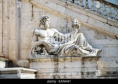 Die Fassade des Palazzo Senatorio in Piazza del Campidoglio, Latium, Rom, Italien Stockfoto