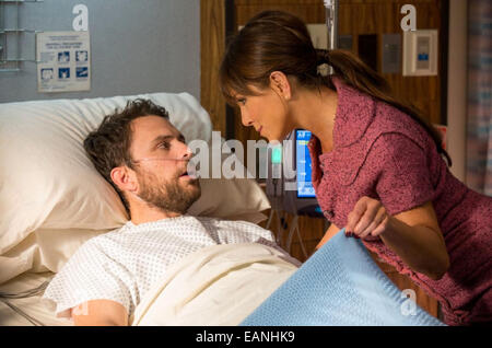 SCHRECKLICHE Bosse 2 Jennifer Aniston und Charlie Day im Jahr 2014 Warner Bros film Stockfoto