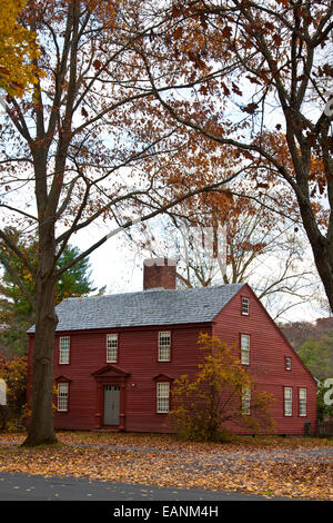 Deerfield, Massachusetts, historische Deerfield, Old Deerfield, saltbox style house, Stockfoto