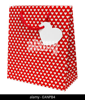 Valentinstag Geschenk Tasche verziert mit Herzformen die perfekte Verpackung für diese spezielle Preent für Ihre liebsten. Stockfoto