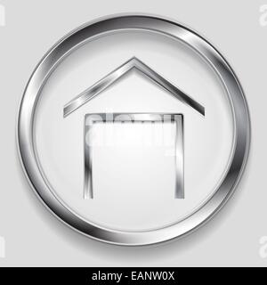 Konzept-metallische House-Symbol-Logo. Vektor Stockfoto