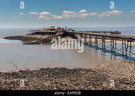 Stillgelegten Birnbeck Pier, Weston Super Mare, North Somerset., UK.  Vom Pier-Generator Eugenius Birch entworfen und im Jahre 1867 eröffnet. Stockfoto