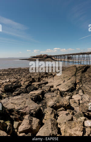 Stillgelegten Birnbeck Pier, Weston Super Mare, North Somerset., UK.  Vom Pier-Generator Eugenius Birch entworfen und im Jahre 1867 eröffnet. Stockfoto