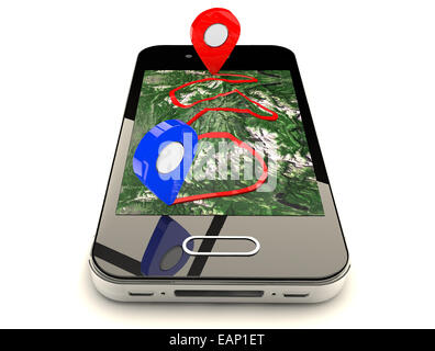 Mobile GPS-Navigation, Reisen und Tourismus-Konzept Stockfoto
