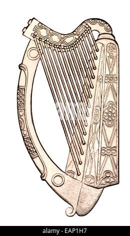 Irish Harp aus einer irischen Punt 1 Münze 1990 Stockfoto