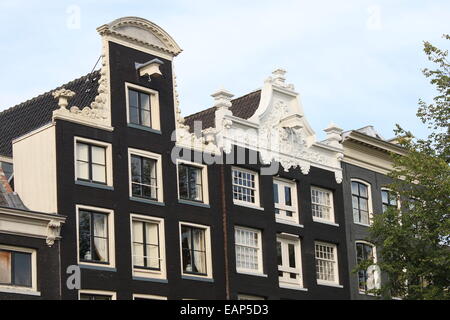 17. Jahrhundert historischen Giebelhäusern Fassaden am Prinsengracht Kanal, Amsterdam Stockfoto