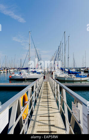 Port Chantereyne Cherbourg Yachthafen mit Ponton-Rampe Stockfoto