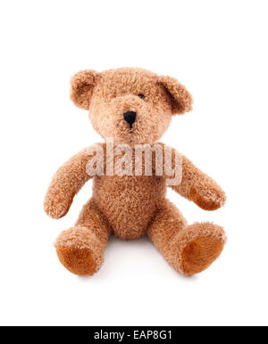 Brauner Teddybär auf weißem Hintergrund Stockfoto