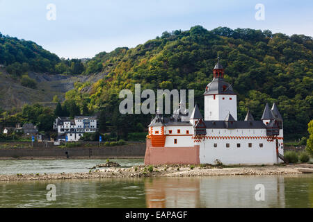 Pfalzgrafenstein Schloss 1327 auf sterben Pfalz Insel im Rhein, Kaub, Rheinland-Pfalz, Deutschland, Europa. Stockfoto